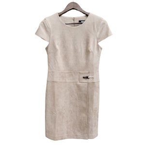 DKNY Light Tan Super Soft Crew Neck Party/Work/Wedding Suede Dress Size 6